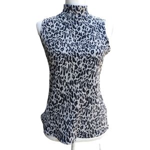Bar lll Leopard Print Sleeveless Top Gray And Black Medium